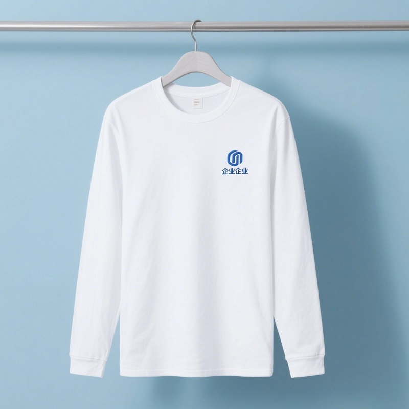 白色長袖商務(wù)T恤定制袖子收口