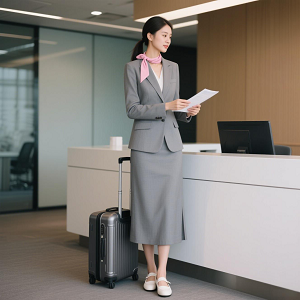 開叉中長裙職業裝西服套裝定制加領結